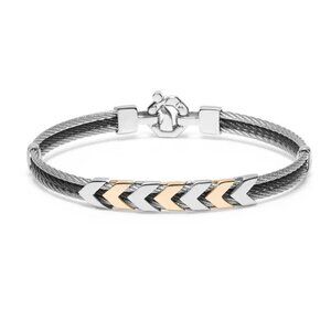 BARAKA Men's BR312601ROAC200002 Rose Gold Black PVD White Diamonds Bracelet